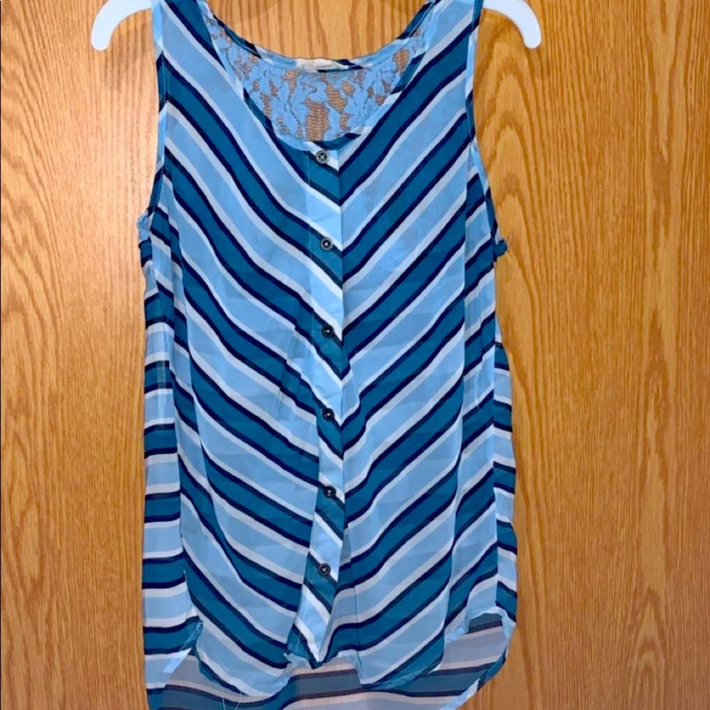 Sleeveless Blue Blouse